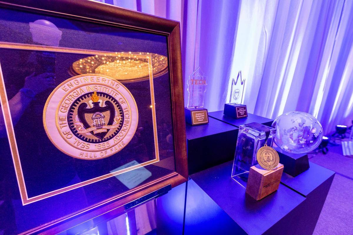 Framed photo of Georgia Tech seal, photo