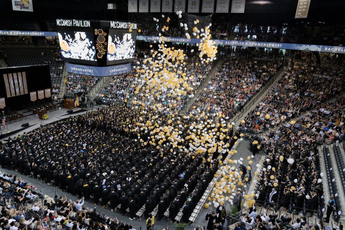 Balloons dropped during Georgia Tech graduation, photo